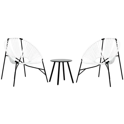 Afbeelding van vidaXL Tuinstoelenset 3 delig poly rattan zwart en wit