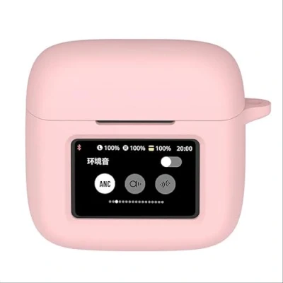 Afbeelding van GIOPUEY Cilicone hoes compatibel met JBL Tour Pro 3, ultradunne zachte hoes, slim fit, valbestendig, niet gemakkelijk vuil roze