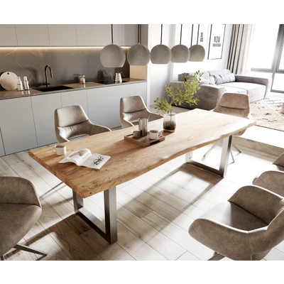 Afbeelding van Eettafel Edge acacia natuur 260x100 XL edelstaal breed Live