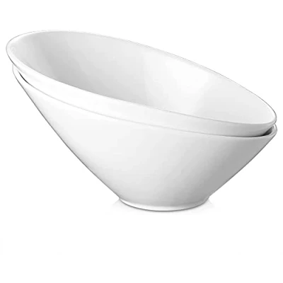 Afbeelding van Saladekom, keramiek, 2 delig, 770 ml serveerschalen, premium porselein, vaatwasser , magnetronbestendig, keramische kommen voor salade, fruit, pasta, soep, dessert, wit