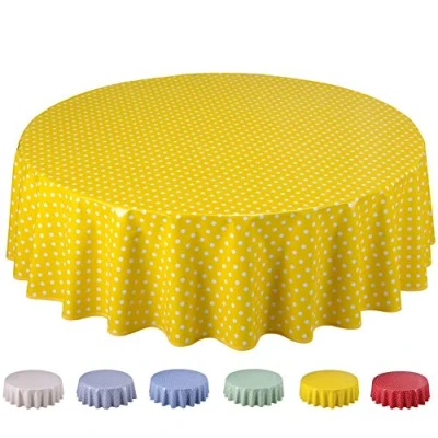 Afbeelding van Home Direct Wasdoek tafelkleed afwasbaar rond 160cm kleine stippen geel