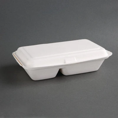 Afbeelding van Fiesta Compostable composteerbare bagasse voedseldozen 2 compartimenten (200 stuks)