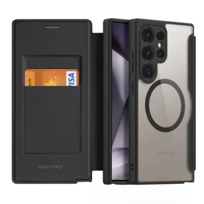 Afbeelding van Dux Ducis Telefoonhoesje geschikt voor Samsung Galaxy S24 Ultra Hoesje Magsafe Magneet Skin X Pro Book Case Series Zwart