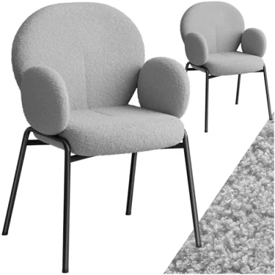 Afbeelding van tectake® Set van 2 eetkamerstoelen met armleuning Woonkamerfauteuil , Scandinavische loungestoel grijs