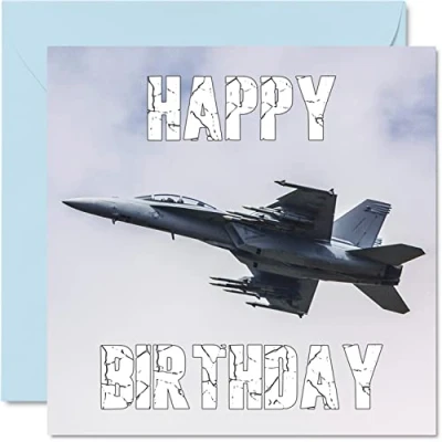 Afbeelding van Luchtvaart Verjaardagskaarten voor Mannen Vrouwen Fighter Jet Vliegtuig Verjaardagskaart Mama Papa Broer Zus Zoon Dochter Nan Grandad, 145mm x Wenskaarten, 30e 40e 50e Bday Kaarten