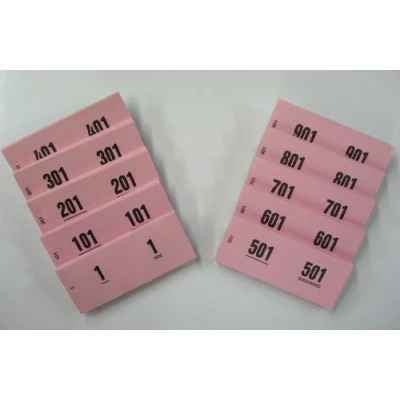 Afbeelding van Dubbele nummers 1 1000 op blok, verschillende kleuren, geperforeerd, ideaal voor garderobeverloving tombola