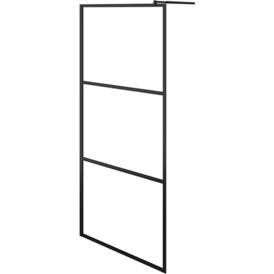 Afbeelding van Inloopdouchewand transparant 90x195 cm ESG glas zwart
