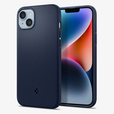 Afbeelding van Spigen Mag Armor Apple iPhone 14 Plus Hoesje MagSafe Back Cover Blauw