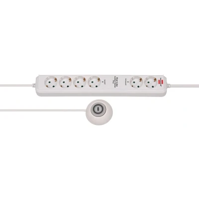 Afbeelding van Brennenstuhl Eco Line Comfort Switch Plus stekkerdoos met 6 (4+2) contacten en voetschakelaar / wit 1,5 meter