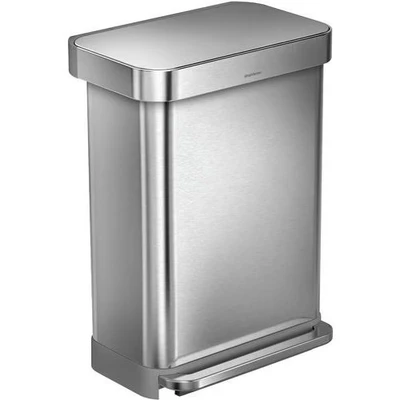 Afbeelding van Pedaalemmer simplehuman Rectangular Liner Pocket RVS Zilver 55L