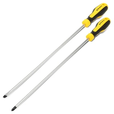 Afbeelding van BLOSTM 2 Delige Lange Schroevendraaier Set Extra Schroevendraaiers, Pozidrive en Platte Screwdriver van Chroom Vanadium Staal, Magnetische Punten Ergonomische Handgrepen (Lengte: 300mm)