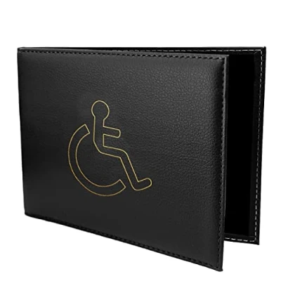 Afbeelding van Gehandicapte Badge Timer Parkeervergunning Cover, Houder Portemonnee Protector, Zachte PU Lederen Disability Cover Zwart