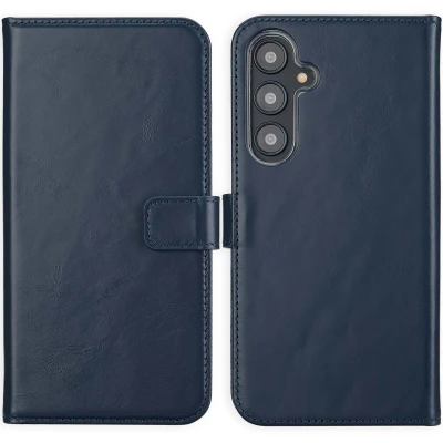 Afbeelding van Samsung Galaxy S24 FE Hoesje Echt leder Selencia Bookcase Blauw Telefoonhoesje