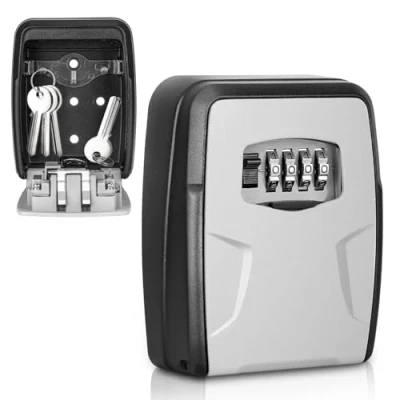 Afbeelding van Oamwrae Sleutelkluis, Key Lock Box Buiten Met 4 Cijferige Combinatiecode, aan De Muur Bevestigd, Waterdicht En Veilig Grote Sleutelkastjes Voor Home Garage Office
