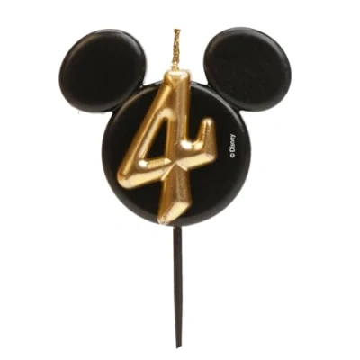 Afbeelding van dekora Mickey Mouse Verjaardagskaars Disney Kaarsen Geurloze Paraffine Was Verjaardagsdecoratie met Zwarte en Gouden Oren Grootte 8,5 cm Nummer 4