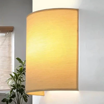 Afbeelding van wandlamp koffiebruine loft met stoffen kap 1x E27 max 60W woonkamer lamp vierkant slaapkamer halverlichting