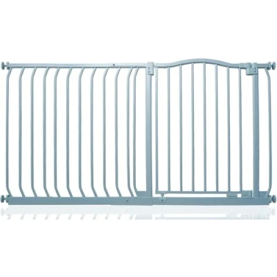 Afbeelding van Safetots Traphekje met Gebogen Bovenkant Assortiment, 134cm 143cm (69 opties beschikbaar), Mat Grijs, Drukbevestiging Traphekje, Babyhekje voor Deuren Gangen en Ruimtes, Veiligheidsbarrière, Eenvoudige Installatie