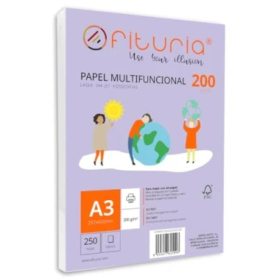 Afbeelding van Set van 250 witte A3 vellen, 200 g printerpapier, multifunctioneel kopieerpapier voor school en kantoor. Ideaal laserprinters, inkjetprinters of kopieerapparaten Ofituria