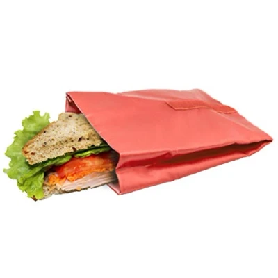 Afbeelding van NERTHUS Herbruikbare sandwichtas, rood, milieuvriendelijk, aanpasbaar, gemakkelijk te reinigen en machinewasbaar, koraal, 10,5 x 14 18,5 cm (FIH 737)