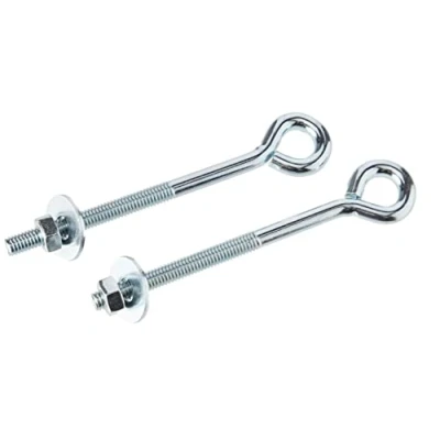 Afbeelding van Merriway BH03591 (2 stuks) Oogbouten met moeren en ringen, helder verzinkt M6 x 100mm Pack van 2 stuks, zilver