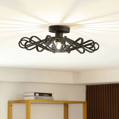 Afbeelding van Lindby plafondlamp 1licht IJzer H: 14 cm E27 zwart