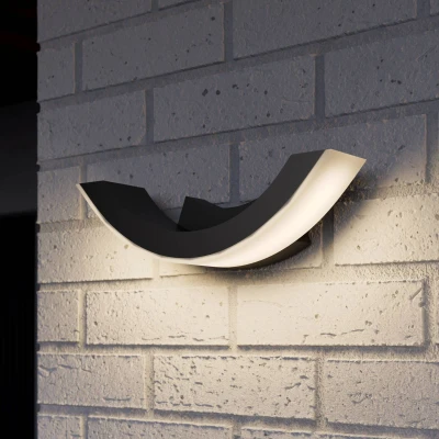 Afbeelding van Lucande LED wandlamp buiten 1licht aluminium, kunststof H: 9 cm grafietgrijs, wit Inclusief lichtbron