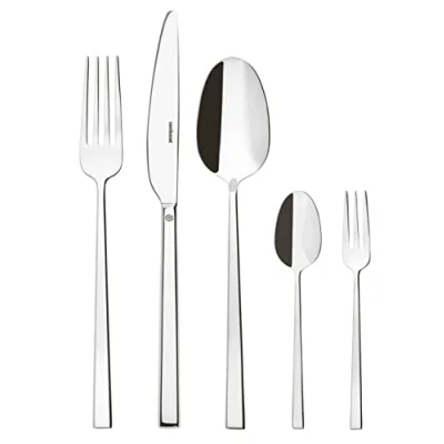 Afbeelding van Sambonet Rock 52562 G6 RVS servies set 18/10, voor 12 personen, 30 delig: 6 vorken, lepels, messen, theelepels, dessertvorken, vaatwasmachinebestendig