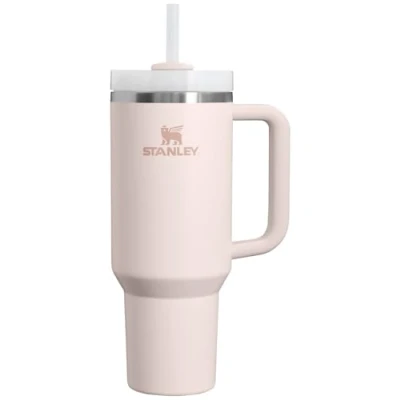 Afbeelding van Stanley Quencher H2.O FlowState, roestvrijstalen vacuüm geïsoleerde beker met deksel en rietje, voor water, ijsthee of koffie, smoothie meer, Rose Quartz 2.0, 1183 ml