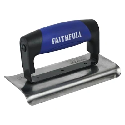 Afbeelding van Faithfull FAIPTEDG6SS Prestige roestvrij staal 150 x 75 mm betonnen rand troffel (6 3in), zilver/zwart/blauw