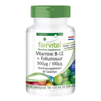 Afbeelding van Fairvital Vitamine B12 tabletten met foliumzuur HOOG GEDOSEERD VEGAN 90