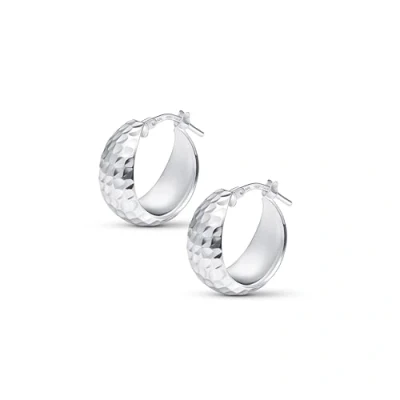 Afbeelding van Amberta Dames 925 Sterling Zilveren Robuuste Hoepeloorbellen: Gehamerde Hoepeloorbellen 15 mm