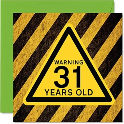 Afbeelding van Leuke 31e verjaardagskaarten voor mannen vrouwen Waarschuwing Happy Birthday Card papa mama zoon dochter broer zus oom tante neef, 145 mm x grappige humor grap wenskaarten