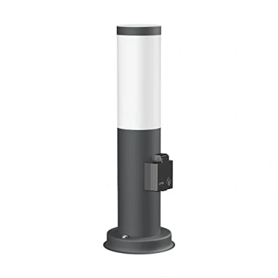 Afbeelding van ledscom.de Padlamp/meerpaallamp/tuinlamp PORU voor buiten, IP44, 39 cm, antraciet, 1x E27 max. 40W, fitting, E27, zuil, oriëntatielicht, grond, stroom, stopcontact