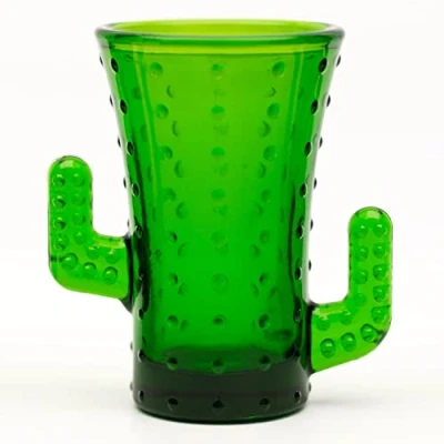 Afbeelding van CKB LTD Cactus Tequila Shotglazen, pak van 4 drinkende shooters, 50 ml, nieuwigheid drinkbekers met kleine geest groen gekleurd glas