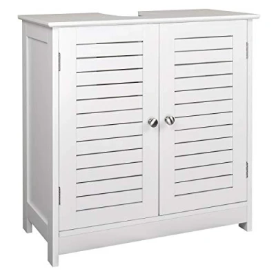 Afbeelding van EUGAD Staandekast Wastafelonderkast in MDF 60x30x60cm,Badkamerkast onder wastafel modern met 2 deuren,Wit 0016WY