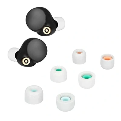 Afbeelding van kwmobile 6x cover voor oordopjes geschikt Sony WF 1000XM4 Van memory foam in wit Maat S, M en L