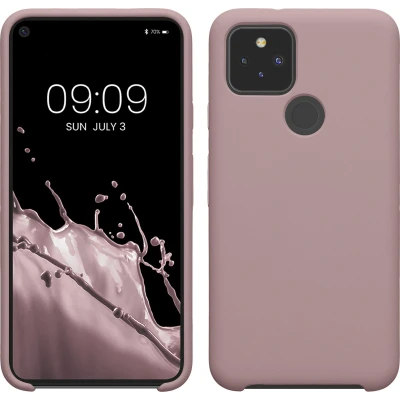 Afbeelding van kwmobile telefoonhoesje geschikt voor Google Pixel 5 Hoesje met siliconen coating Smartphone case in licht oudroze