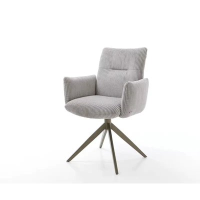 Afbeelding van Eetkamerstoel Jova Flex met armleuning kruisframe breed afwerking titaniumeffect koord zilver grijs pocketveer kern 360 draaibaar