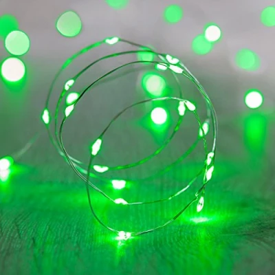 Afbeelding van Lights4fun 20 LED draad Micro Fairy Lights Groen Batterij