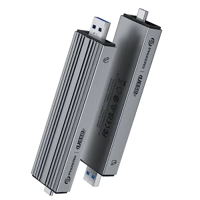 Afbeelding van PHIXERO NVMe SATA behuizing, M.2 behuizing gereedschapsvrije aluminium SSD 10 Gbps PCIe en 6 AHCI SATA, ondersteunt M Key/B+M Key, met UASP Trim voor 2230/2242/2260/2280