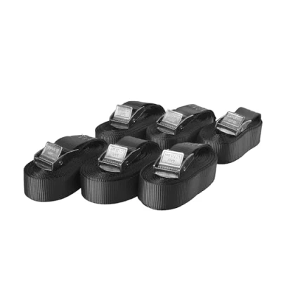 Afbeelding van 6 spanbanden, sjorbanden met klemsluiting, bevestigingsriem, belastbaar tot 250 kg, volgens DIN EN 12195 2, lengte m breedte 25 mm, eendelig, zwart
