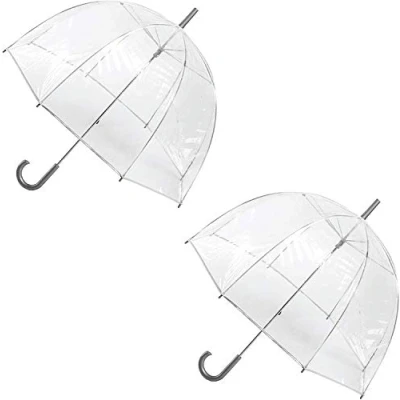 Afbeelding van totes Transparante bubbelparaplu met koepeldak, licht design, wind en regenbescherming, transparant, 2 stuks, Adults 51&quot; Canopy,