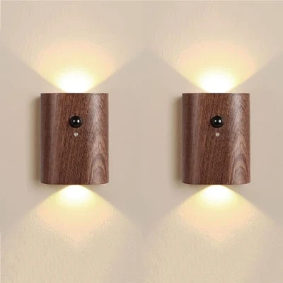 Afbeelding van oplaadbare wandlamp met bewegingssensor voor binnen LED draadloze USB nachtlamp sensor 3000K warm licht Magnetische gang lamp Traplamp, 2 stuks,B