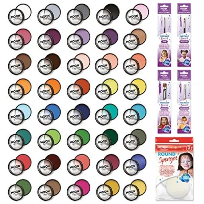 Afbeelding van Moon Creations Pro gezichts en lichaamsmake up, gekleurde taartpotten voor gezichtsverf, kostuums, feesten, Halloween, kinderen volwassenen, 40 kleuren, professionele set