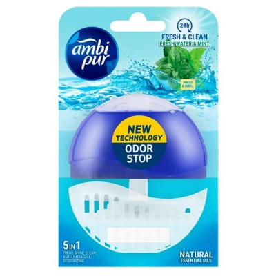 Afbeelding van 12er Pack Ambi Pur Toiletblok Houder + navul 55 ml Fresh Water &amp; Mint