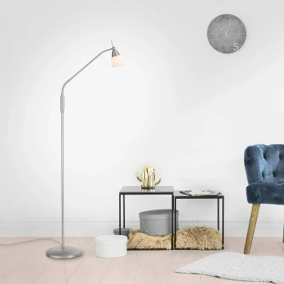 Afbeelding van Paul Neuhaus Pino vloerlamp, zilver, 163 cm, dimbaar, G9