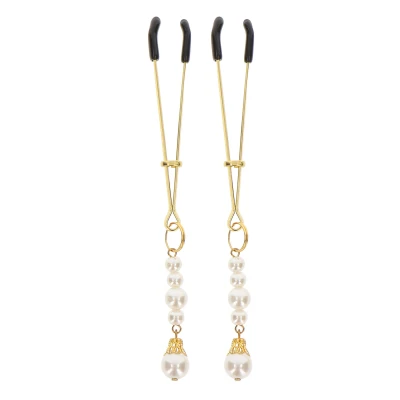 Afbeelding van Taboom Tweezers With Pearls Bondage / SM Nipple clamps Goud