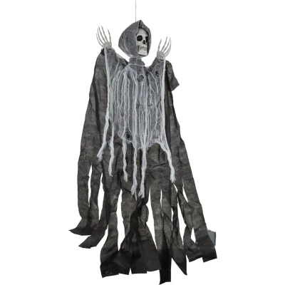 Afbeelding van Horror hangdecoratie spook/geest/skelet pop grijs 90 cm Halloween poppen