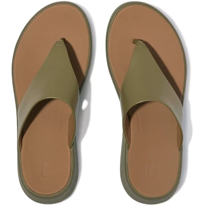 Afbeelding van FitFlop F Mode Leather Flatform Toe Post Sandals GROEN Maat 42