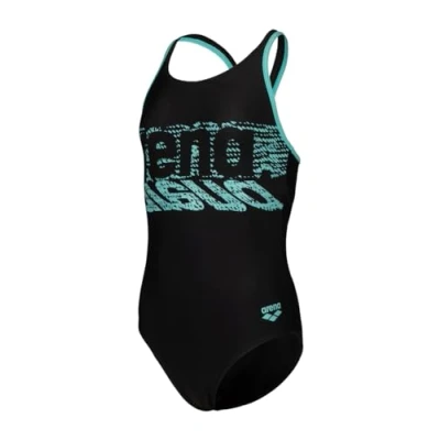 Afbeelding van Arena Feel Shaking V Back Badpak voor meisjes, Zwart water, 116 cm